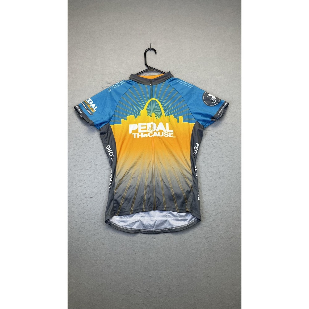 Primal‎ Cycling Jersey Womens XL Blue Gray Pedal The Cause St Louis Short Sleeve